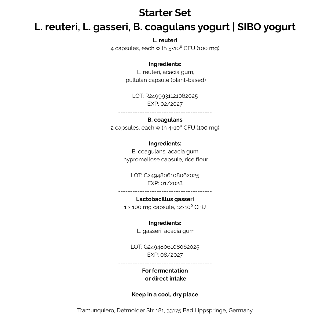 L. reuteri + B. coagulans + L. gasseri | Joghurt Starter Set | SIBO-Joghurt nach Dr. Davis | Starterkulturen | 3er Pack